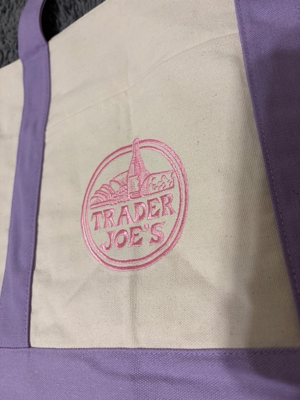 Trader Joe's Large Lavender Canvas Tote Bag - Picture 5 of 11